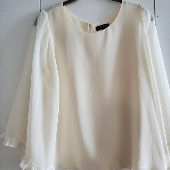 1. state cream blouse with pretty sheer sleeves size small - Picture 1 of 8